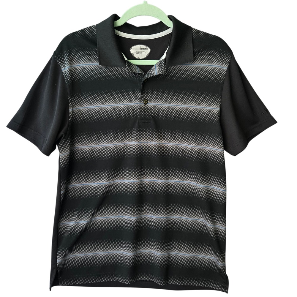 Grand Slam Golf Polo Shirt Mens M M Slim‎ Fit Black Striped Short Sleeve